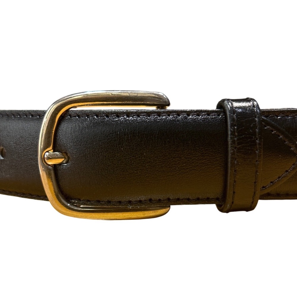 Harrods Mens Black Leather Silver Buckle Belt Made in England Sz 36 (33-37) EUC